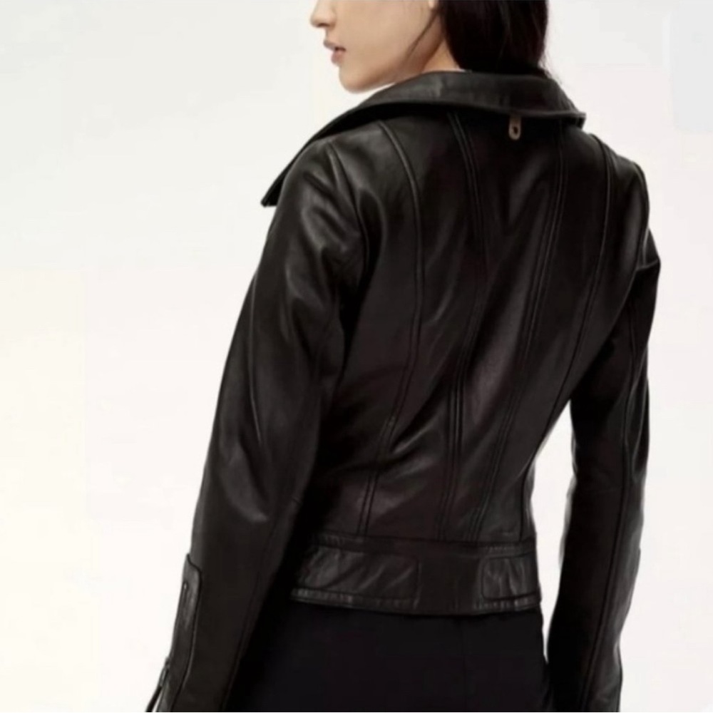 Mackage for Aritzia Kenya Lambskin Leather Moto Jacket Black Size Small - Picture 4 of 15